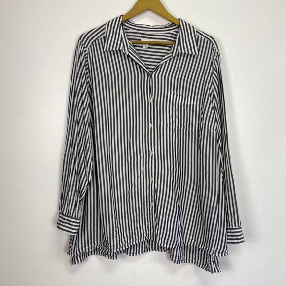 J. Jill Striped Button Down Top - Picture 1 of 12